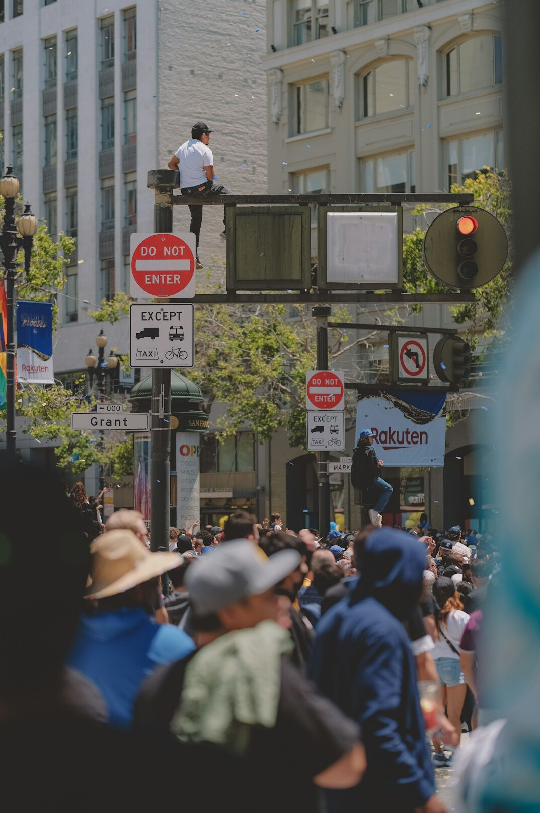 people protesting in street