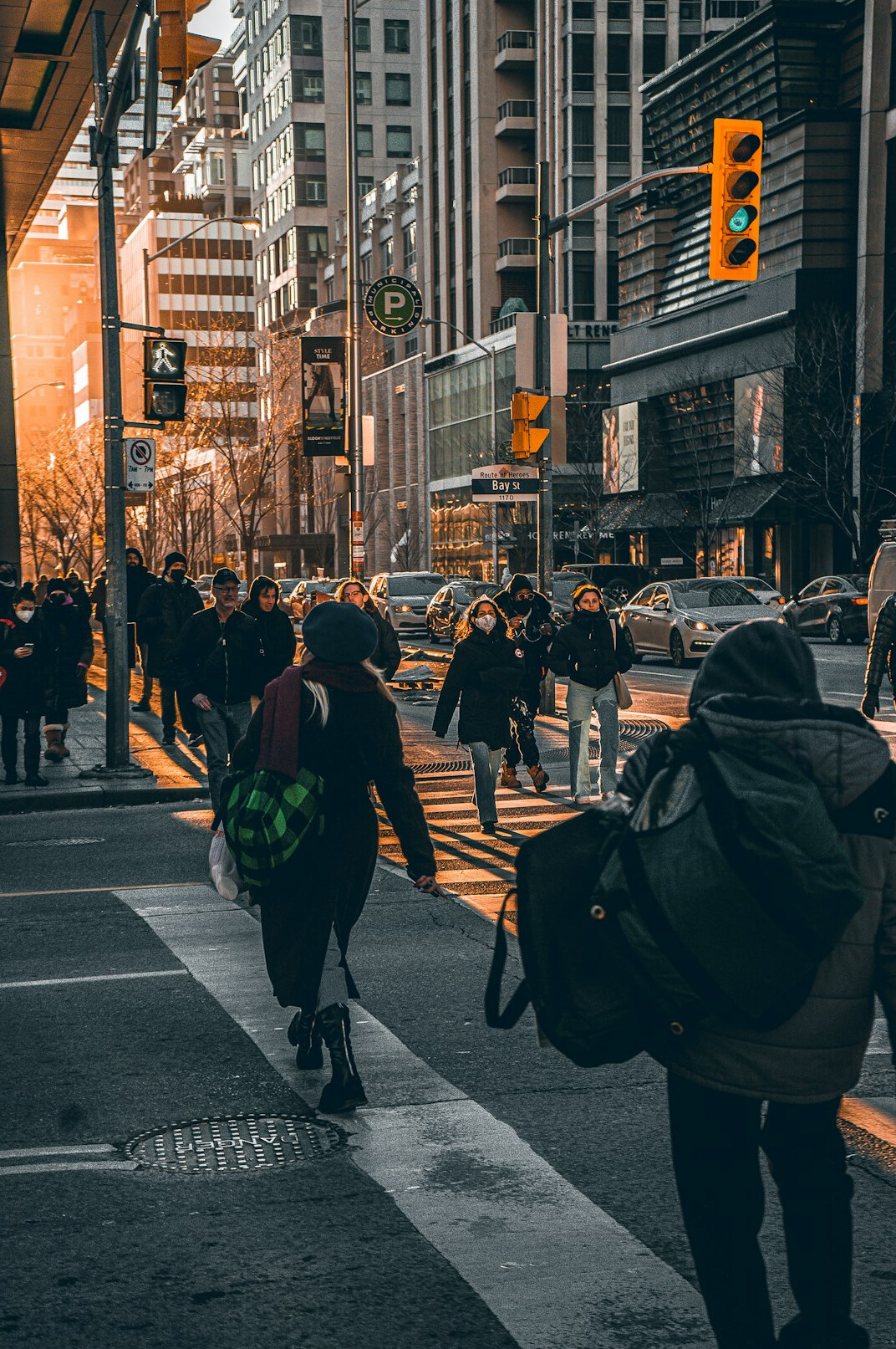 people in busy city street